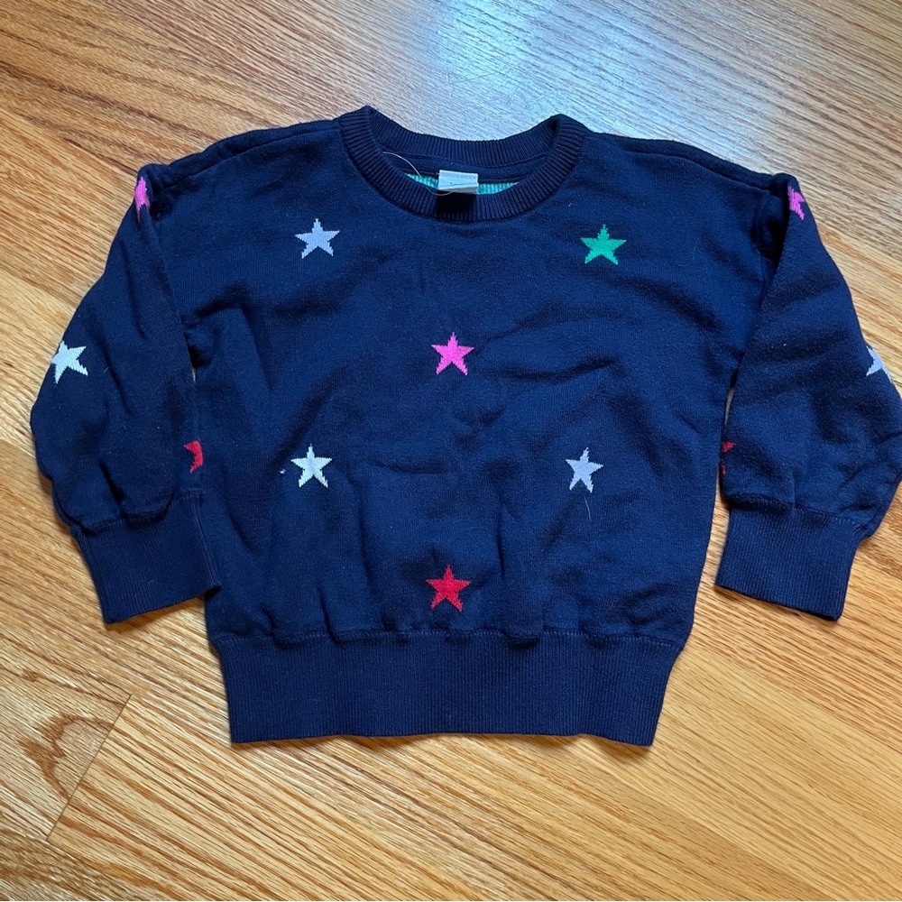 Baby Gap navy blue sweater with multicolored stats size 2T